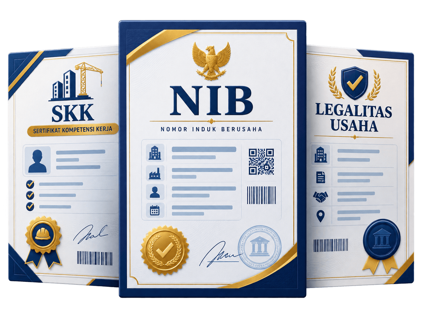 Ilustrasi dokumen legalitas NIB, SKK, dan legalitas usaha